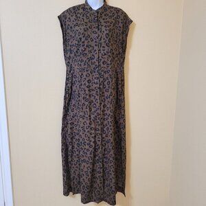 Banana Republic Leopard Print Dress Maxi Pockets Womens M Lightweight Oversized‎
